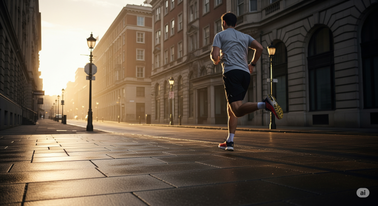 Osoba sama biegająca po mieście